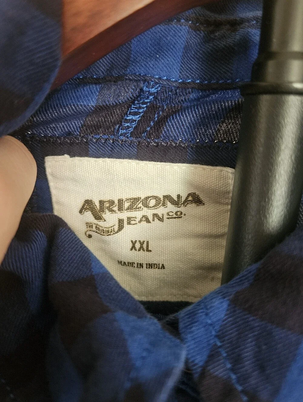 Arizona Blue Plaid Lace Yoke Button-Front Shirt Size XXL